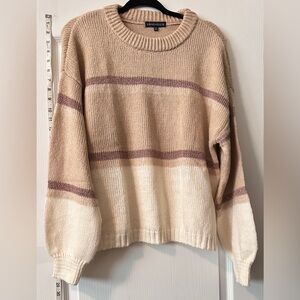 Cozy Striped Beige and Cream Sweater